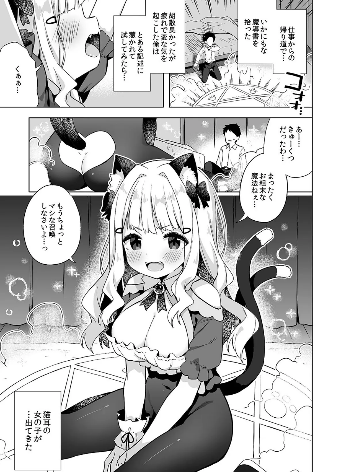 拾った魔導書でちんまい猫耳ちゃんとえっち出来る本 3ページ