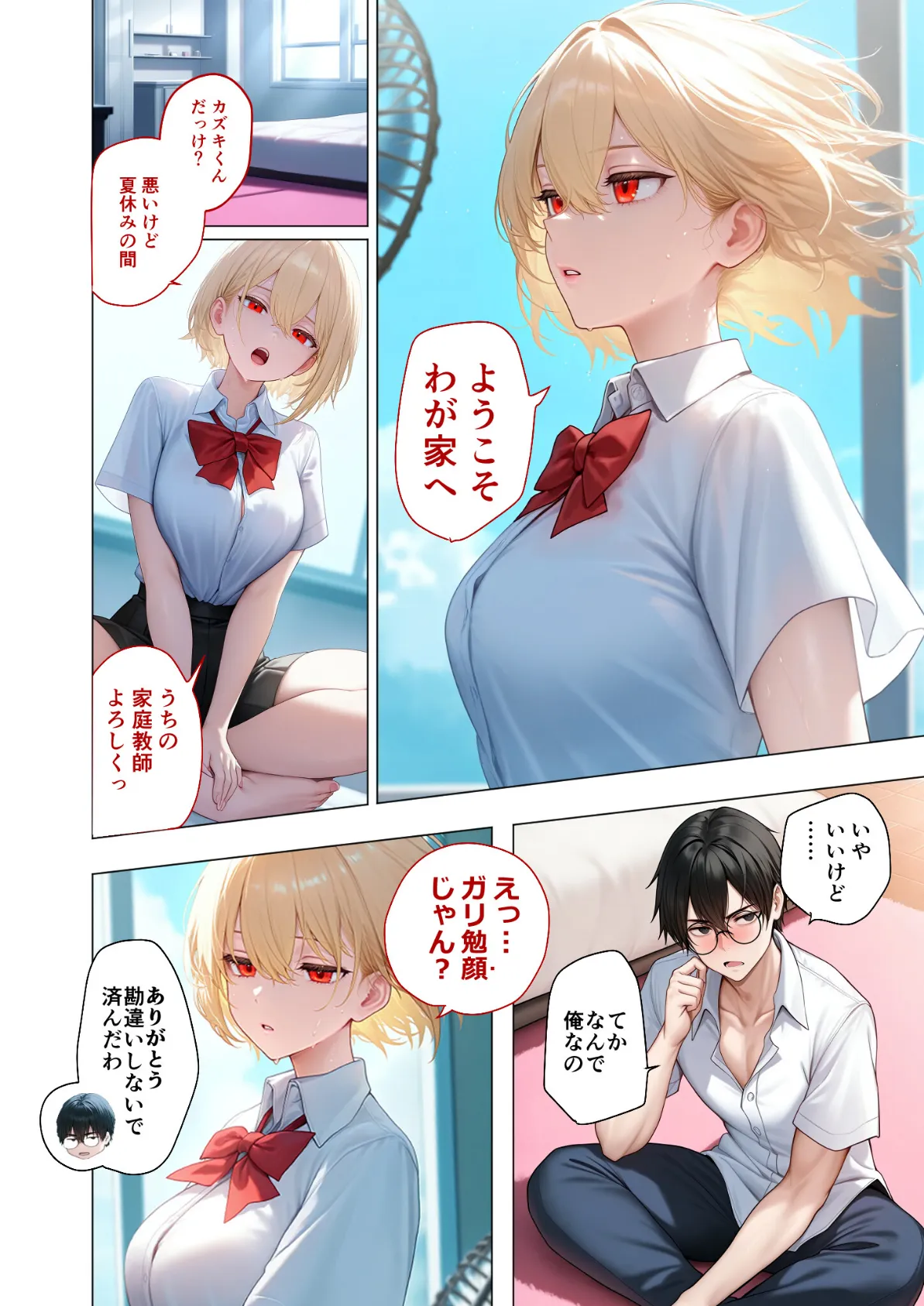 真夏のビッチな姉妹ハーレム 〜オ○ニー中毒ギャル達の家庭教師になった俺〜 第1話 モザイク版 8ページ