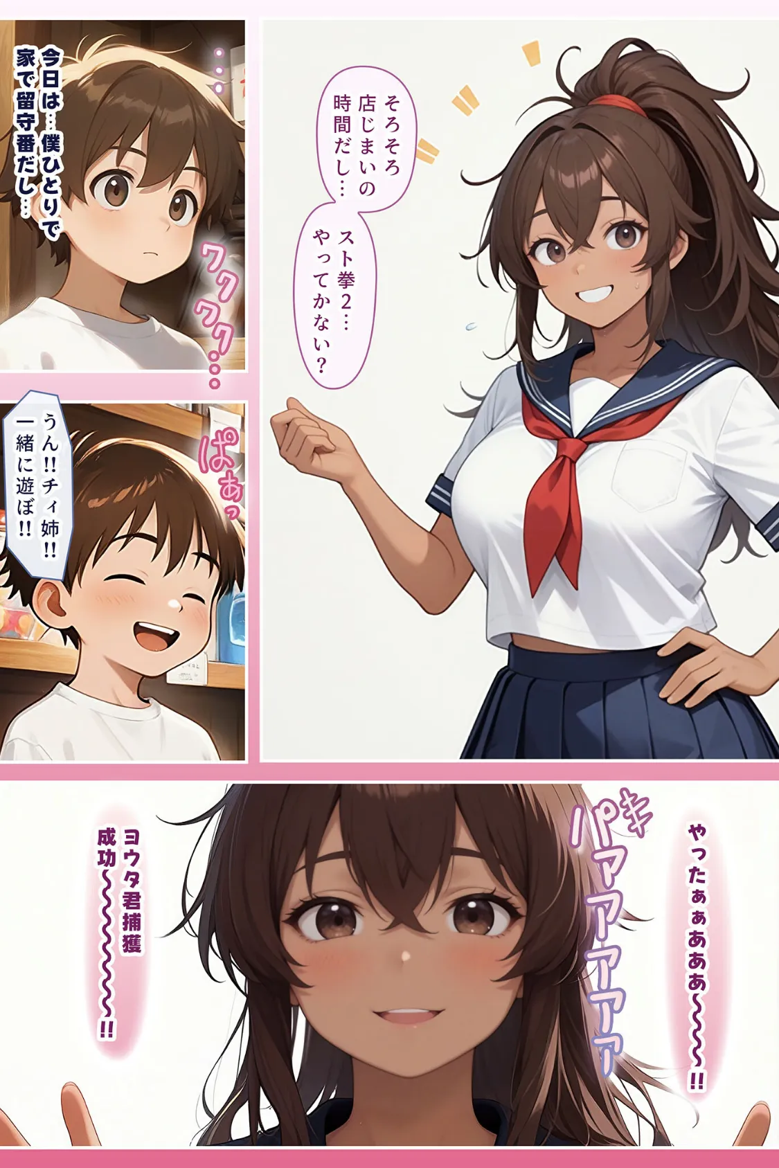 ゲーミングお姉ちゃん【褐色巨乳ギャル姉と格ゲー勝負で精通ボーイ！コマンドミスでティウンティウン！】 モザイク版 7ページ